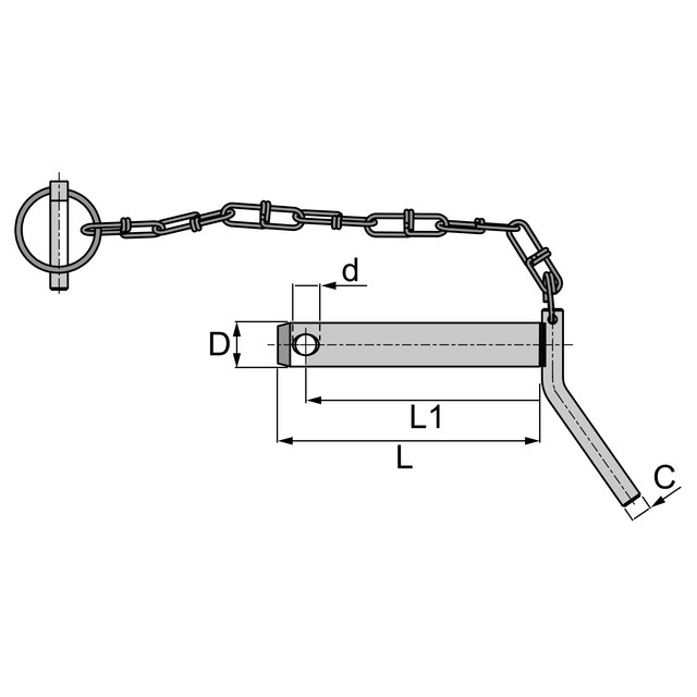 AXE D'attelage avec Poignee et Chaine 22X151 référence fournisseur 31110664